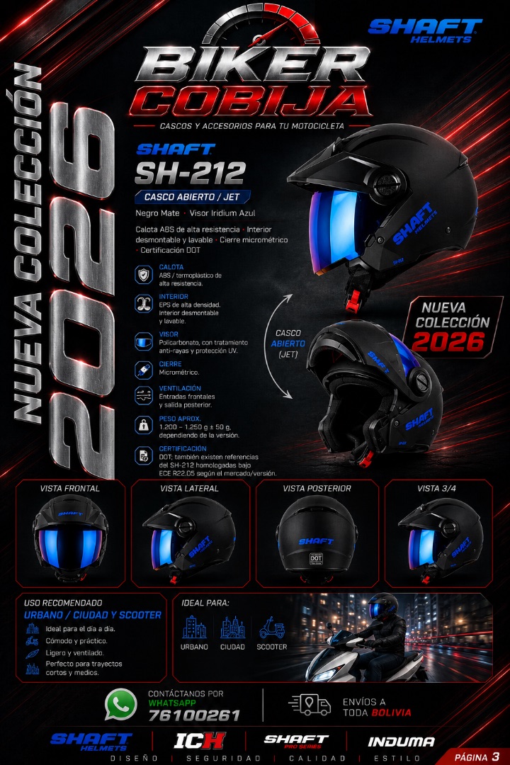 SHAFT SH-212 — Casco Abierto